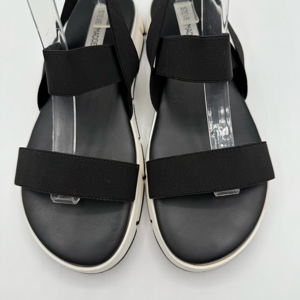 Steve Madden Gavia Elastic Strap Platform Sandals Black/White Women’s 10 - Picture 6 of 12